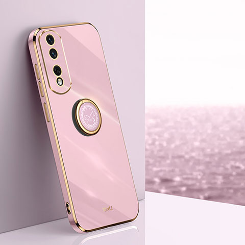 Funda Silicona Carcasa Ultrafina Goma con Magnetico Anillo de dedo Soporte XL1 para Huawei Honor 90 Pro 5G Purpura Claro