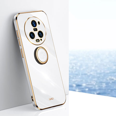 Funda Silicona Carcasa Ultrafina Goma con Magnetico Anillo de dedo Soporte XL1 para Huawei Honor Magic5 Pro 5G Blanco