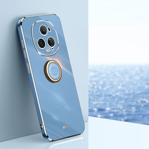 Funda Silicona Carcasa Ultrafina Goma con Magnetico Anillo de dedo Soporte XL1 para Huawei Honor Magic5 Ultimate 5G Azul