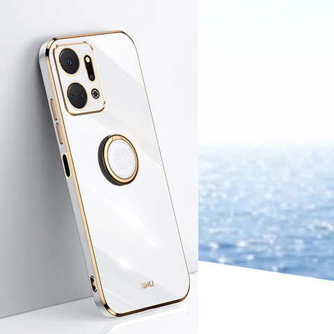 Funda Silicona Carcasa Ultrafina Goma con Magnetico Anillo de dedo Soporte XL1 para Huawei Honor X7a Blanco