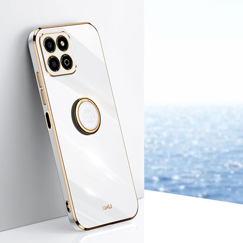 Funda Silicona Carcasa Ultrafina Goma con Magnetico Anillo de dedo Soporte XL1 para Huawei Honor X8a 4G Blanco