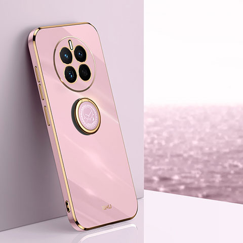 Funda Silicona Carcasa Ultrafina Goma con Magnetico Anillo de dedo Soporte XL1 para Huawei Mate 50 Purpura Claro