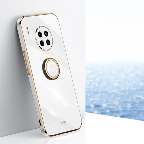 Funda Silicona Carcasa Ultrafina Goma con Magnetico Anillo de dedo Soporte XL1 para Huawei Nova 8i Blanco