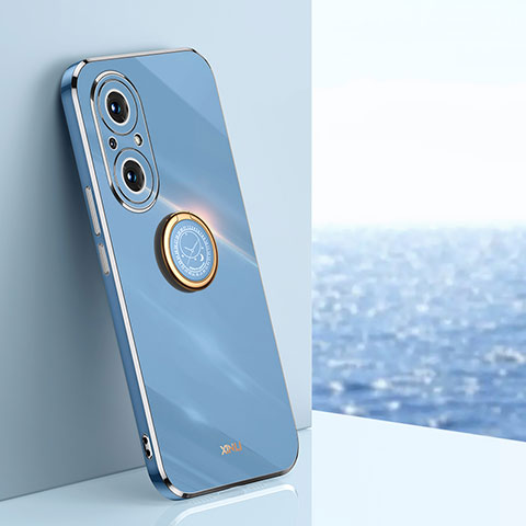 Funda Silicona Carcasa Ultrafina Goma con Magnetico Anillo de dedo Soporte XL1 para Huawei Nova 9 SE Azul