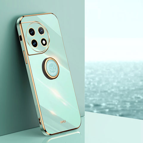 Funda Silicona Carcasa Ultrafina Goma con Magnetico Anillo de dedo Soporte XL1 para OnePlus 11R 5G Verde
