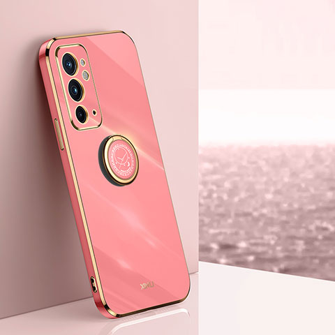 Funda Silicona Carcasa Ultrafina Goma con Magnetico Anillo de dedo Soporte XL1 para OnePlus 9RT 5G Rosa Roja