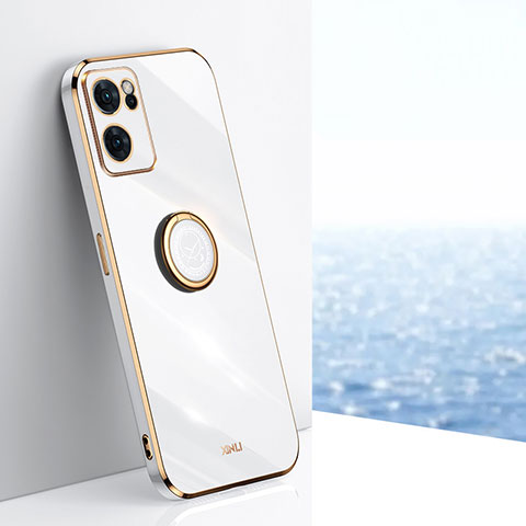 Funda Silicona Carcasa Ultrafina Goma con Magnetico Anillo de dedo Soporte XL1 para OnePlus Nord CE 2 5G Blanco