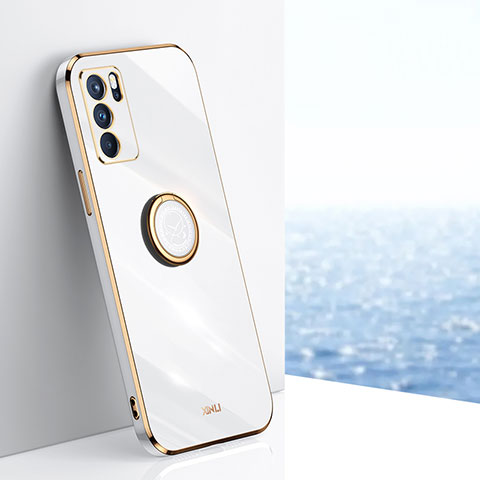 Funda Silicona Carcasa Ultrafina Goma con Magnetico Anillo de dedo Soporte XL1 para Oppo A16 Blanco