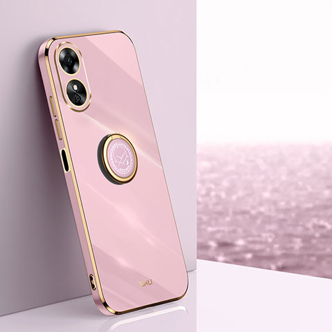 Funda Silicona Carcasa Ultrafina Goma con Magnetico Anillo de dedo Soporte XL1 para Oppo A17 Rosa