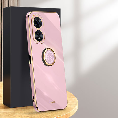 Funda Silicona Carcasa Ultrafina Goma con Magnetico Anillo de dedo Soporte XL1 para Oppo A38 Purpura Claro