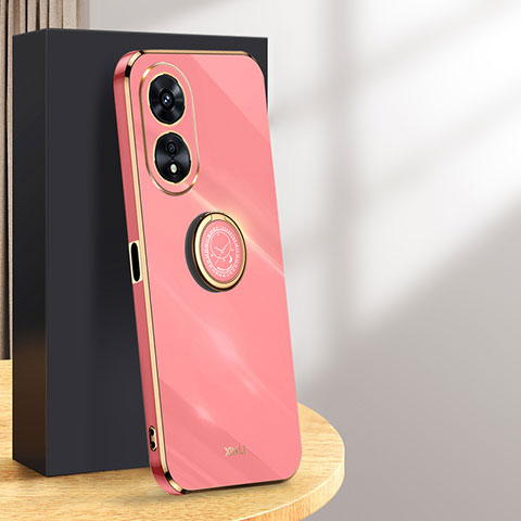 Funda Silicona Carcasa Ultrafina Goma con Magnetico Anillo de dedo Soporte XL1 para Oppo A58 4G Rosa Roja