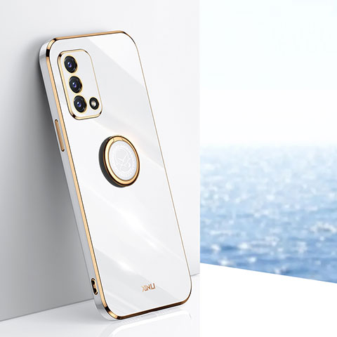 Funda Silicona Carcasa Ultrafina Goma con Magnetico Anillo de dedo Soporte XL1 para Oppo A74 4G Blanco