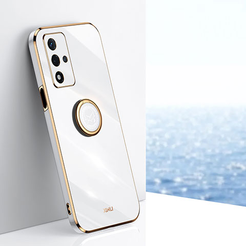 Funda Silicona Carcasa Ultrafina Goma con Magnetico Anillo de dedo Soporte XL1 para Oppo A93s 5G Blanco