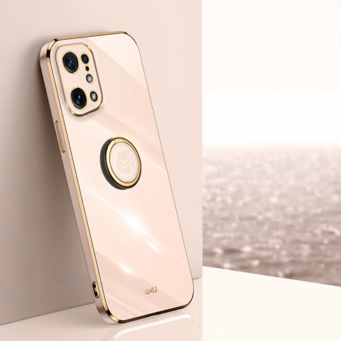 Funda Silicona Carcasa Ultrafina Goma con Magnetico Anillo de dedo Soporte XL1 para Oppo Find X5 5G Oro