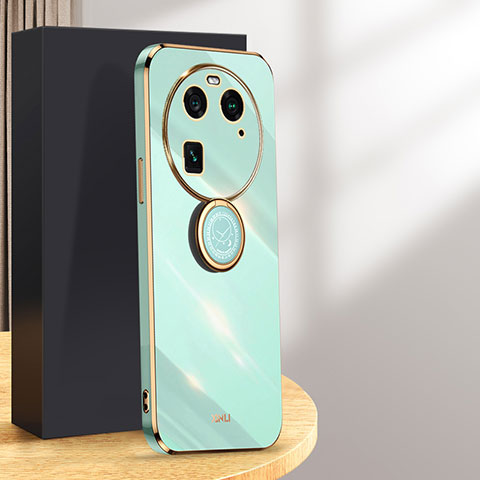 Funda Silicona Carcasa Ultrafina Goma con Magnetico Anillo de dedo Soporte XL1 para Oppo Find X6 5G Verde