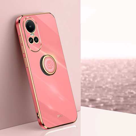 Funda Silicona Carcasa Ultrafina Goma con Magnetico Anillo de dedo Soporte XL1 para Oppo Reno10 Pro 5G Rosa Roja