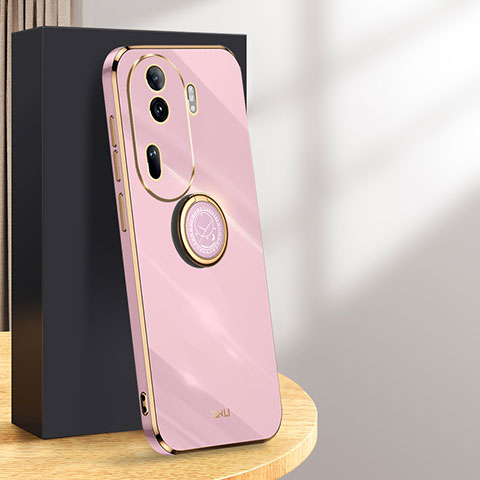 Funda Silicona Carcasa Ultrafina Goma con Magnetico Anillo de dedo Soporte XL1 para Oppo Reno11 Pro 5G Purpura Claro