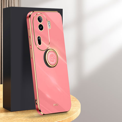 Funda Silicona Carcasa Ultrafina Goma con Magnetico Anillo de dedo Soporte XL1 para Oppo Reno11 Pro 5G Rosa Roja