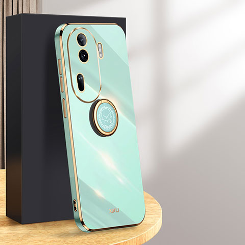 Funda Silicona Carcasa Ultrafina Goma con Magnetico Anillo de dedo Soporte XL1 para Oppo Reno11 Pro 5G Verde