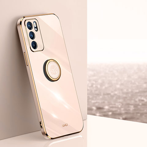 Funda Silicona Carcasa Ultrafina Goma con Magnetico Anillo de dedo Soporte XL1 para Oppo Reno6 Z 5G Oro