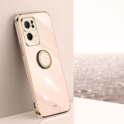 Funda Silicona Carcasa Ultrafina Goma con Magnetico Anillo de dedo Soporte XL1 para Oppo Reno7 Pro 5G Oro