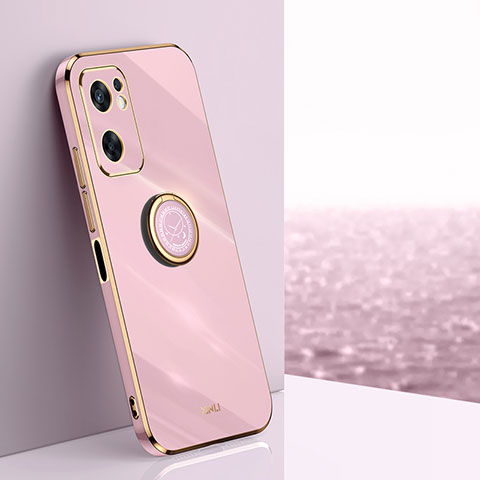 Funda Silicona Carcasa Ultrafina Goma con Magnetico Anillo de dedo Soporte XL1 para Oppo Reno7 SE 5G Rosa