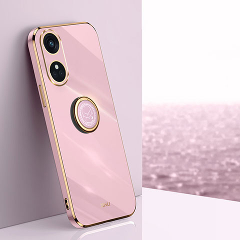 Funda Silicona Carcasa Ultrafina Goma con Magnetico Anillo de dedo Soporte XL1 para Oppo Reno8 T 4G Purpura Claro