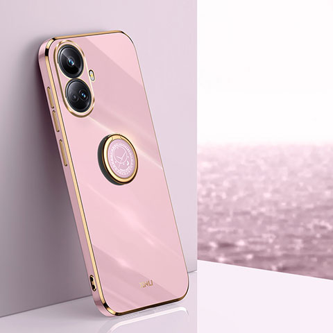 Funda Silicona Carcasa Ultrafina Goma con Magnetico Anillo de dedo Soporte XL1 para Realme 10 Pro+ Plus 5G Purpura Claro