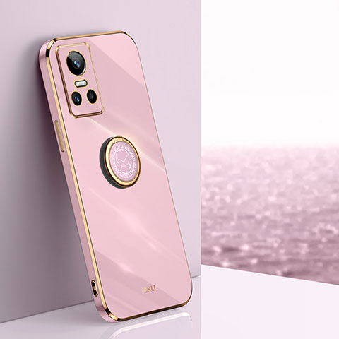 Funda Silicona Carcasa Ultrafina Goma con Magnetico Anillo de dedo Soporte XL1 para Realme GT Neo3 5G Purpura Claro