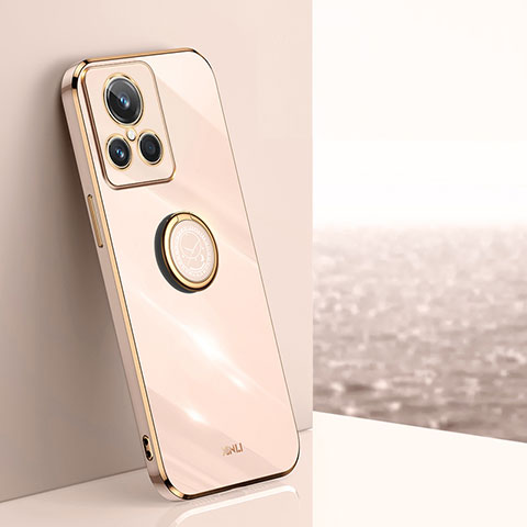 Funda Silicona Carcasa Ultrafina Goma con Magnetico Anillo de dedo Soporte XL1 para Realme GT2 Master Explorer Oro Rosa