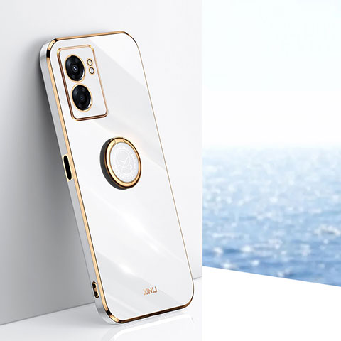 Funda Silicona Carcasa Ultrafina Goma con Magnetico Anillo de dedo Soporte XL1 para Realme Q5i 5G Blanco