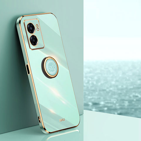 Funda Silicona Carcasa Ultrafina Goma con Magnetico Anillo de dedo Soporte XL1 para Realme V23i 5G Verde