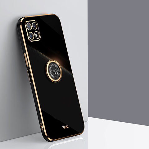 Funda Silicona Carcasa Ultrafina Goma con Magnetico Anillo de dedo Soporte XL1 para Samsung Galaxy A22s 5G Negro