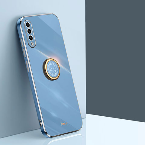 Funda Silicona Carcasa Ultrafina Goma con Magnetico Anillo de dedo Soporte XL1 para Samsung Galaxy A50 Azul