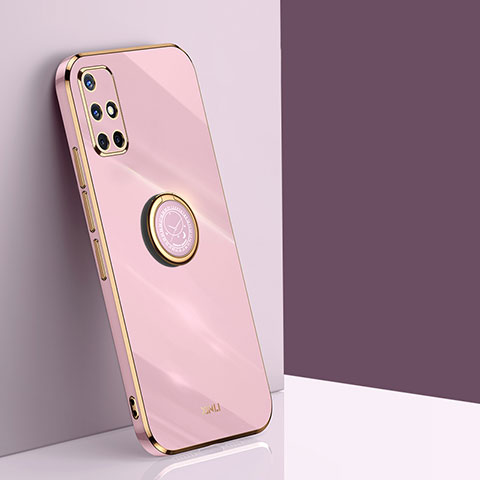 Funda Silicona Carcasa Ultrafina Goma con Magnetico Anillo de dedo Soporte XL1 para Samsung Galaxy A71 4G A715 Rosa