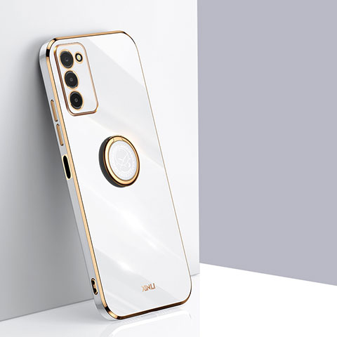 Funda Silicona Carcasa Ultrafina Goma con Magnetico Anillo de dedo Soporte XL1 para Samsung Galaxy M02s Blanco