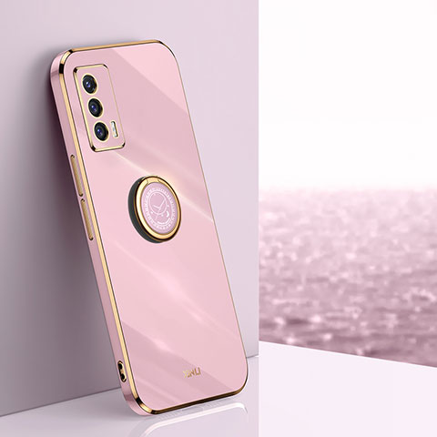 Funda Silicona Carcasa Ultrafina Goma con Magnetico Anillo de dedo Soporte XL1 para Vivo iQOO Neo5 5G Rosa