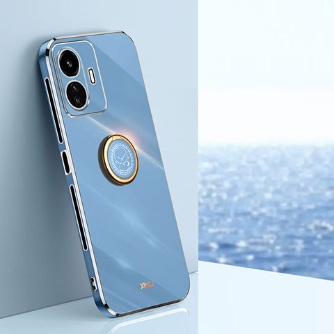 Funda Silicona Carcasa Ultrafina Goma con Magnetico Anillo de dedo Soporte XL1 para Vivo iQOO Z6 Lite 5G Azul