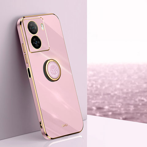 Funda Silicona Carcasa Ultrafina Goma con Magnetico Anillo de dedo Soporte XL1 para Vivo iQOO Z7x 5G Rosa