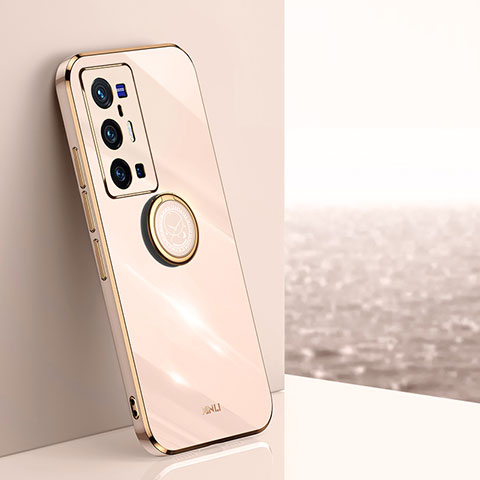 Funda Silicona Carcasa Ultrafina Goma con Magnetico Anillo de dedo Soporte XL1 para Vivo X70 Pro+ Plus 5G Oro