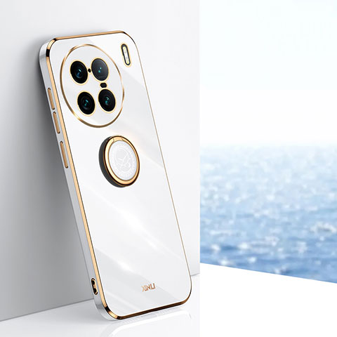 Funda Silicona Carcasa Ultrafina Goma con Magnetico Anillo de dedo Soporte XL1 para Vivo X90 Pro+ Plus 5G Blanco