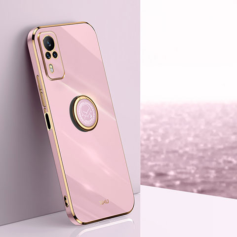 Funda Silicona Carcasa Ultrafina Goma con Magnetico Anillo de dedo Soporte XL1 para Vivo Y31 (2021) Rosa