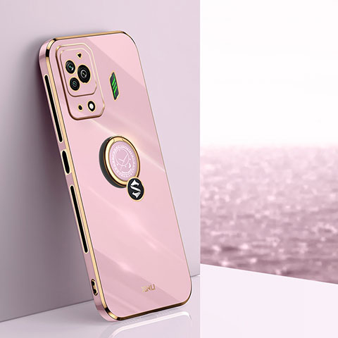 Funda Silicona Carcasa Ultrafina Goma con Magnetico Anillo de dedo Soporte XL1 para Xiaomi Black Shark 5 Pro 5G Rosa