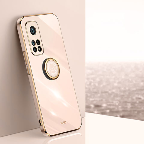 Funda Silicona Carcasa Ultrafina Goma con Magnetico Anillo de dedo Soporte XL1 para Xiaomi Mi 10T Pro 5G Oro