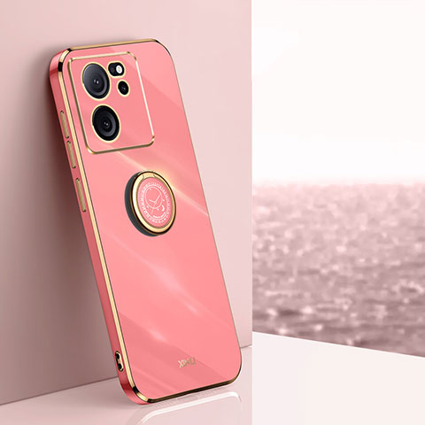 Funda Silicona Carcasa Ultrafina Goma con Magnetico Anillo de dedo Soporte XL1 para Xiaomi Mi 13T 5G Rosa Roja