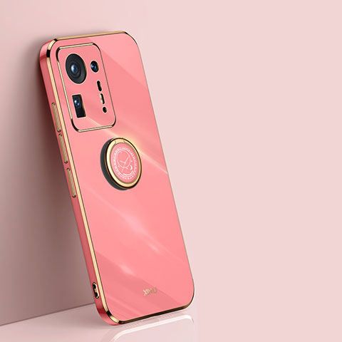 Funda Silicona Carcasa Ultrafina Goma con Magnetico Anillo de dedo Soporte XL1 para Xiaomi Mi Mix 4 5G Rosa Roja