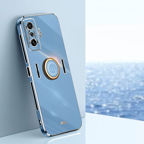 Funda Silicona Carcasa Ultrafina Goma con Magnetico Anillo de dedo Soporte XL1 para Xiaomi Poco F4 GT 5G Azul