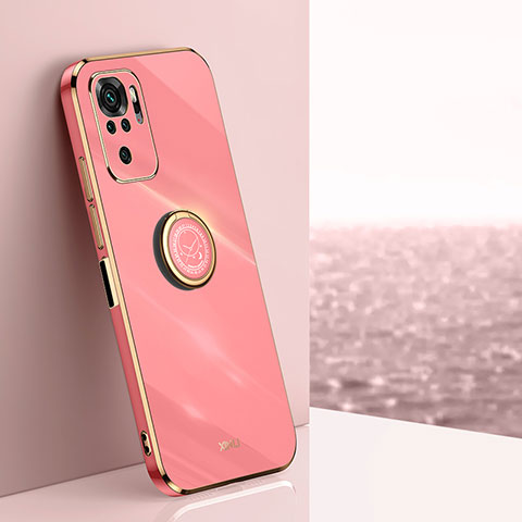 Funda Silicona Carcasa Ultrafina Goma con Magnetico Anillo de dedo Soporte XL1 para Xiaomi Poco M5S Rosa Roja