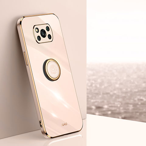 Funda Silicona Carcasa Ultrafina Goma con Magnetico Anillo de dedo Soporte XL1 para Xiaomi Poco X3 NFC Oro