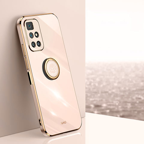 Funda Silicona Carcasa Ultrafina Goma con Magnetico Anillo de dedo Soporte XL1 para Xiaomi Redmi 10 (2022) Oro